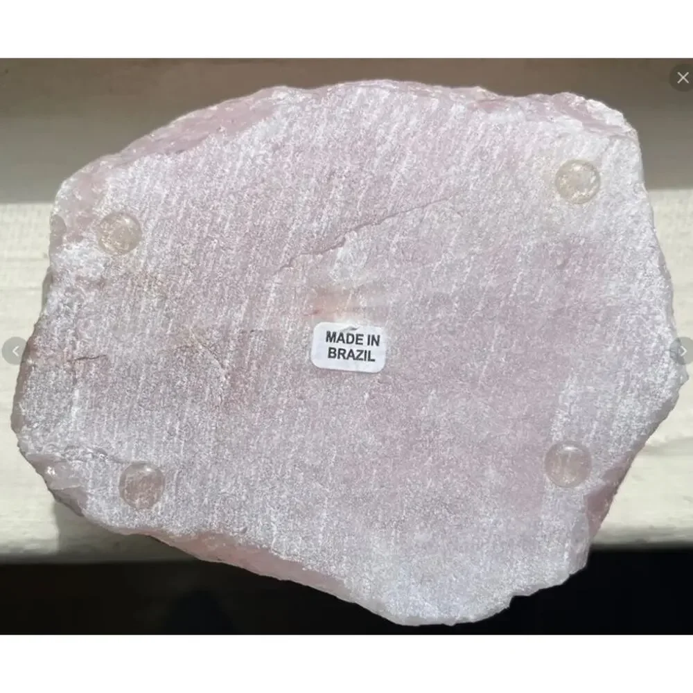 Large Natural Rose Quartz Crystal Candle Holder Tea Light Holder Made in Brazil